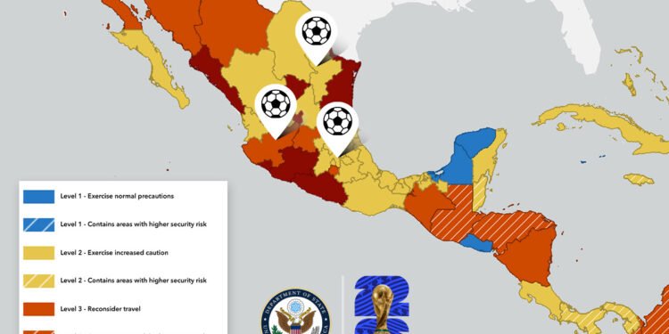 ¿Ya compraste tus entradas? EU lanzó un mapa de riesgos en México para aficionados